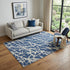 9' X 12' Navy Blue And Ivory Abstract Washable Area Rug With UV Protection