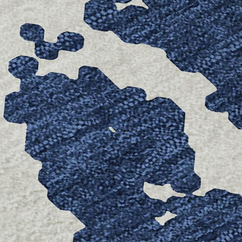 9' X 12' Navy Blue And Ivory Abstract Washable Area Rug With UV Protection