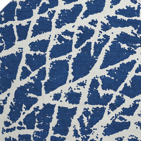9' X 12' Navy Blue And Ivory Abstract Washable Area Rug With UV Protection