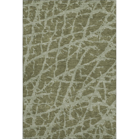 9' X 12' Olive Green And Gray Abstract Washable Area Rug With UV Protection