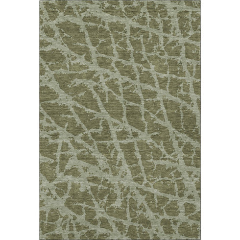 9' X 12' Olive Green And Gray Abstract Washable Area Rug With UV Protection