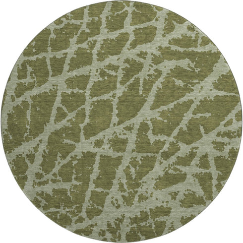 9' X 12' Olive Green And Gray Abstract Washable Area Rug With UV Protection