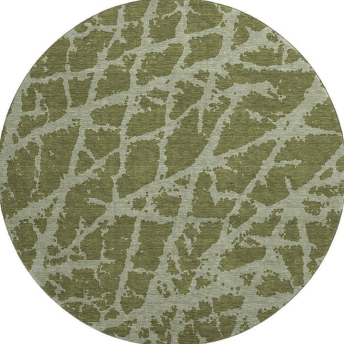 9' X 12' Olive Green And Gray Abstract Washable Area Rug With UV Protection