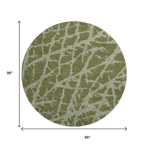 9' X 12' Olive Green And Gray Abstract Washable Area Rug With UV Protection