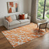 9' X 12' Orange And Ivory Abstract Washable Area Rug With UV Protection