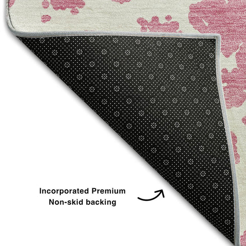 9' X 12' Pink And Ivory Abstract Washable Area Rug With UV Protection