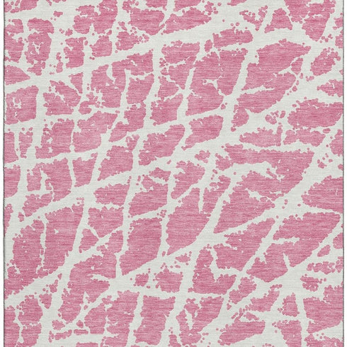 9' X 12' Pink And Ivory Abstract Washable Area Rug With UV Protection
