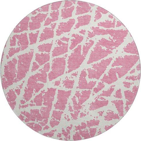 9' X 12' Pink And Ivory Abstract Washable Area Rug With UV Protection