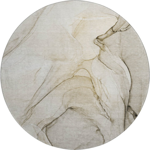 9' X 12' Beige And Ivory Abstract Washable Area Rug With UV Protection