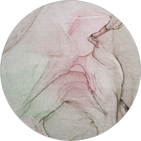 9' X 12' Blush And Ivory Abstract Washable Area Rug With UV Protection