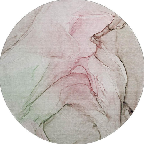 9' X 12' Blush And Ivory Abstract Washable Area Rug With UV Protection