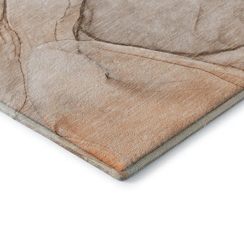 8' X 10' Orange And Ivory Abstract Washable Area Rug With UV Protection