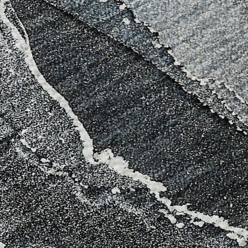 5' X 8' Blue And Charcoal Abstract Washable Area Rug With UV Protection