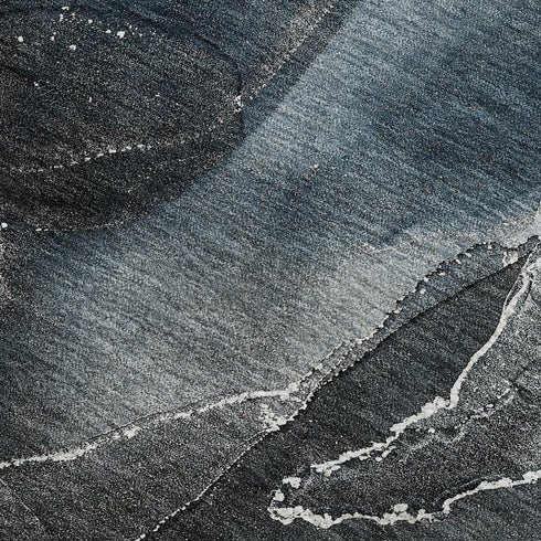 5' X 8' Blue And Charcoal Abstract Washable Area Rug With UV Protection