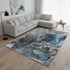 8' X 10' Blue And Charcoal Abstract Washable Area Rug With UV Protection