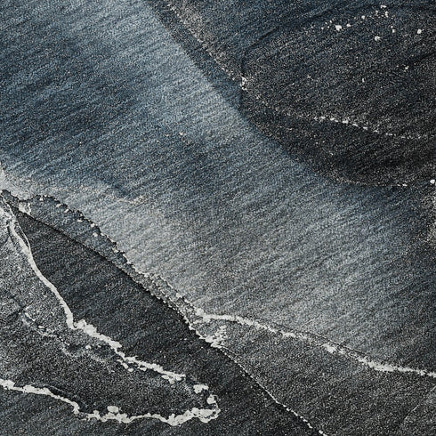 8' X 10' Blue And Charcoal Abstract Washable Area Rug With UV Protection