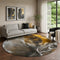8' Brown And Ivory Abstract Washable Round Rug With UV Protection
