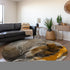 8' Brown And Ivory Abstract Washable Round Rug With UV Protection