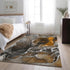 9' X 12' Brown And Ivory Abstract Washable Area Rug With UV Protection