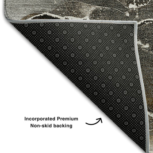9' X 12' Brown And Ivory Abstract Washable Area Rug With UV Protection