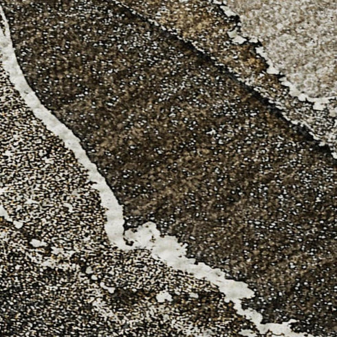 9' X 12' Brown And Ivory Abstract Washable Area Rug With UV Protection