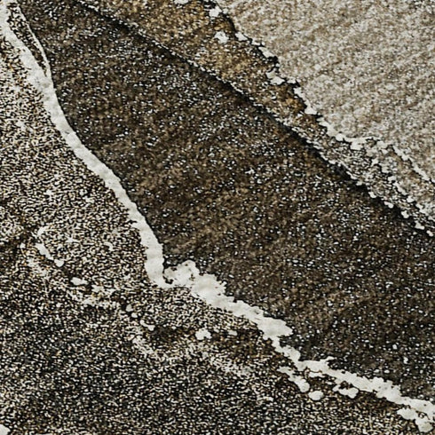 9' X 12' Brown And Ivory Abstract Washable Area Rug With UV Protection