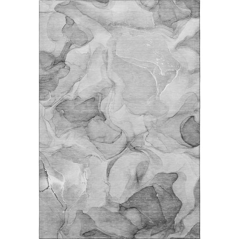 9' X 12' Gray And Ivory Abstract Washable Area Rug With UV Protection