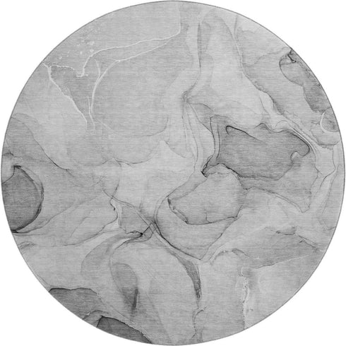 9' X 12' Gray And Ivory Abstract Washable Area Rug With UV Protection