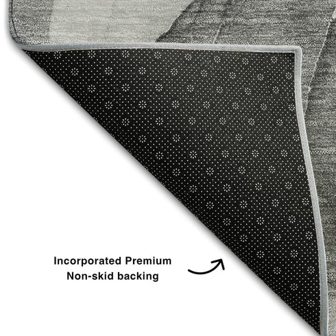 9' X 12' Gray And Ivory Abstract Washable Area Rug With UV Protection