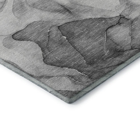 9' X 12' Gray And Ivory Abstract Washable Area Rug With UV Protection
