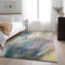 9' X 12' Blue Purple And Ivory Abstract Washable Area Rug With UV Protection