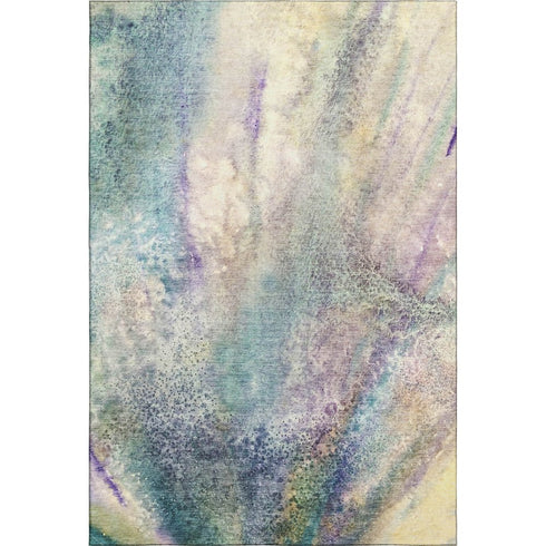 9' X 12' Blue Purple And Ivory Abstract Washable Area Rug With UV Protection