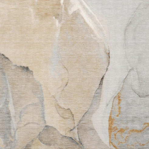 5' X 8' Beige Brown And Ivory Abstract Washable Area Rug With UV Protection