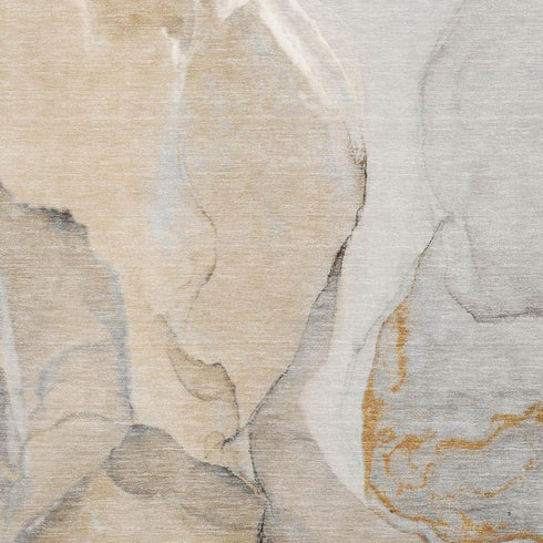 5' X 8' Beige Brown And Ivory Abstract Washable Area Rug With UV Protection