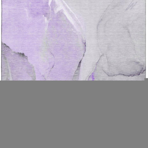 8' X 10' Purple Gray And Ivory Abstract Washable Area Rug With UV Protection