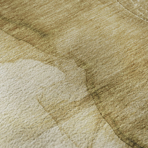 8' X 10' Beige And Ivory Abstract Washable Area Rug With UV Protection