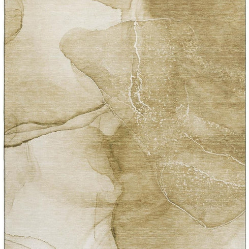 8' X 10' Beige And Ivory Abstract Washable Area Rug With UV Protection