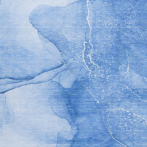 5' X 8' Blue And Ivory Abstract Washable Area Rug With UV Protection