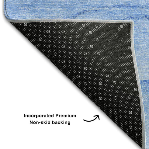 8' X 10' Blue And Ivory Abstract Washable Area Rug With UV Protection