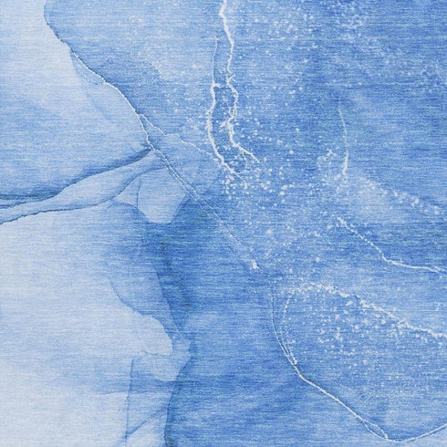 8' X 10' Blue And Ivory Abstract Washable Area Rug With UV Protection