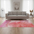 5' X 8' Pink And Ivory Abstract Washable Area Rug With UV Protection