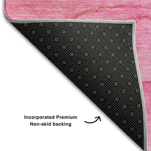 5' X 8' Pink And Ivory Abstract Washable Area Rug With UV Protection