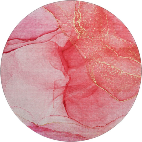9' X 12' Pink And Ivory Abstract Washable Area Rug With UV Protection