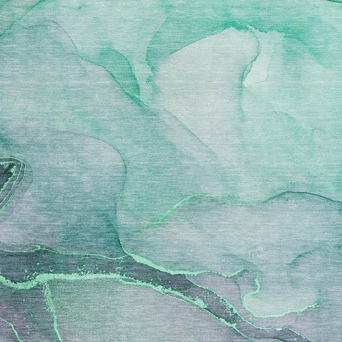 5' X 8' Fern Green And Ivory Abstract Washable Area Rug With UV Protection