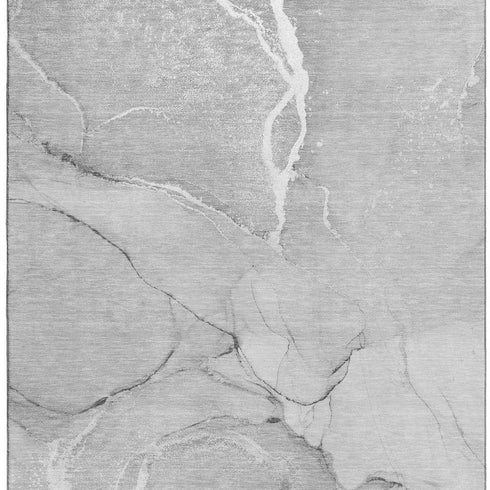 9' X 12' Gray And Ivory Abstract Washable Area Rug With UV Protection