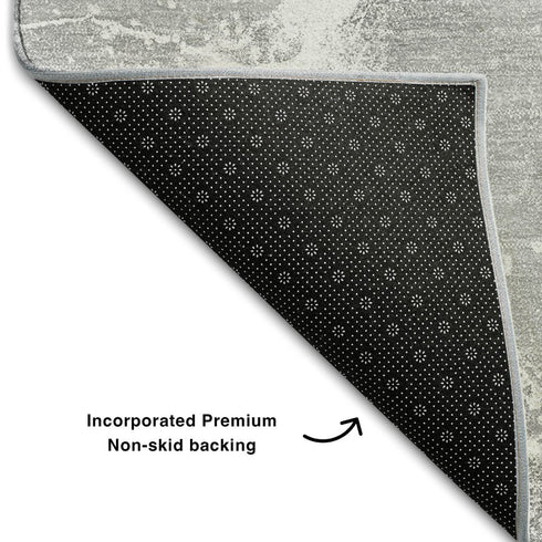 9' X 12' Gray And Ivory Abstract Washable Area Rug With UV Protection