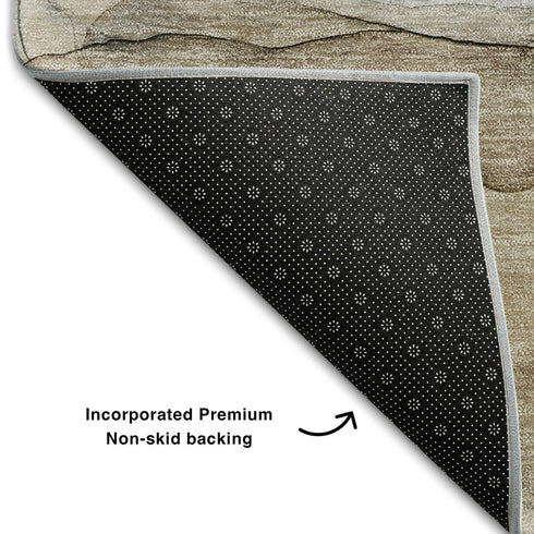 9' X 12' Beige And Ivory Abstract Washable Area Rug With UV Protection