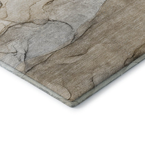 9' X 12' Beige And Ivory Abstract Washable Area Rug With UV Protection