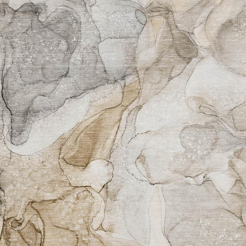 9' X 12' Beige And Ivory Abstract Washable Area Rug With UV Protection