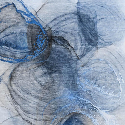 5' X 8' Navy Blue And Ivory Abstract Washable Area Rug With UV Protection